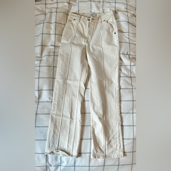 Abercrombie & Fitch Denim - Abercrombie & Fitch The Baggy Mid Rise Jeans Cream (24/00)